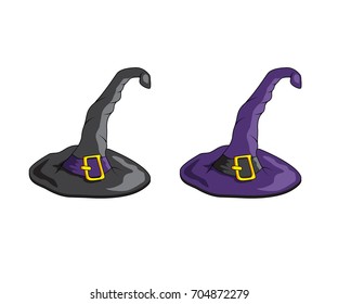 Vector isolated witch hats. Halloween accessory.