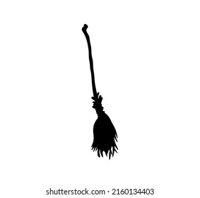 Vector isolated witch's broom outline black colored silhouette shadow