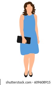 Vector, isolated, woman with handbag