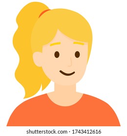 Vector isolated a woman is smiling with long gold hairstyle on white background, illustration