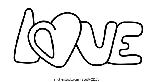 Vector Isolated Word Love Black Outline Stock Vector (Royalty Free ...