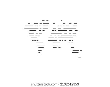 Vector isolated word map of lines and dots drawing, morse code world map drawing