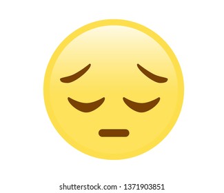 The vector isolated yellow disappointed expression face flat emoji icon