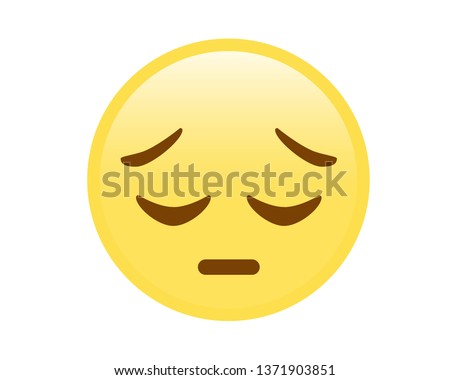 The vector isolated yellow disappointed expression face flat emoji icon