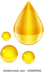 vector isolated yellow drop of honey with three round droplets