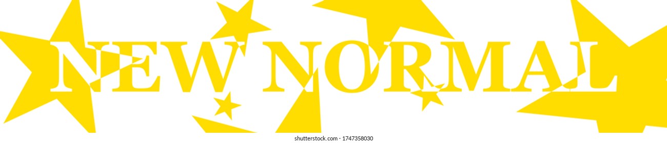 Vector isolated yellow new normal text concept word with yellow stars on white background, illustration