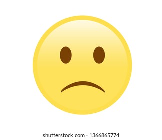 The vector isolated yellow sad and unhappy face emoji icon