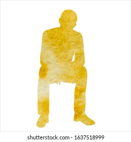 vector, isolated, yellow silhouette man sitting