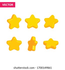 vector isolated yellow stars in different angle