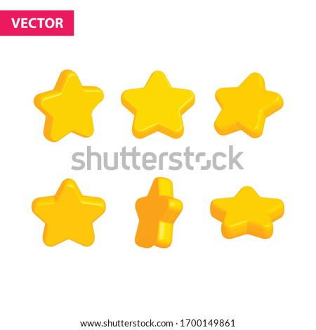 vector isolated yellow stars in different angle