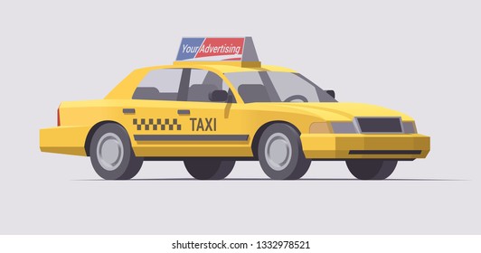 Vector isolated yellow taxi cab service car