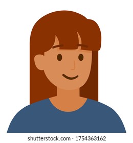 Vector isolated a young black woman is smiling with brown hair on white background, illustration
