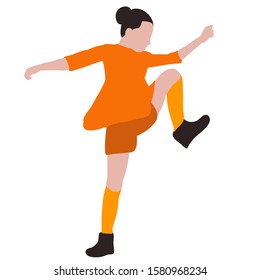 vector, isolated, young girl dancing flat style