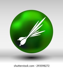 Vector isolated  young green onions and leeks triangles.