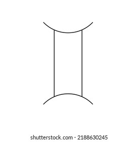 Vector isolated zodiac Gemini Sign colorless black and white contour line drawing