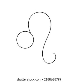Vector isolated zodiac Lion Sign colorless black and white contour line drawing
