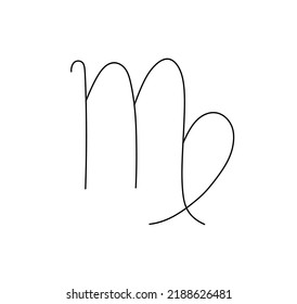 Vector isolated zodiac Virgo Sign colorless black and white contour line drawing