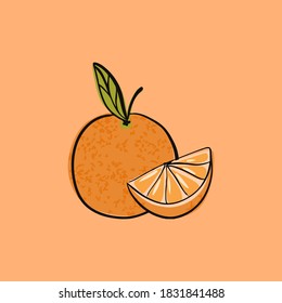 Vector isolates oranges on orange background. For cards, banners and labels.