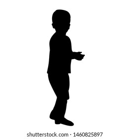 Vector Isolation Black Silhouette Child Boy Stock Vector (Royalty Free ...