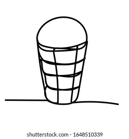 vector, in isolation, one-line drawing of ice cream in a cup