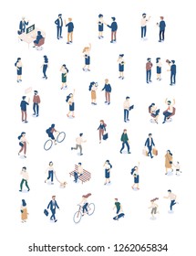 Vector Isomeric people set isolated on white. Male and female characters. Flat isometric illustration.