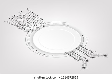 Vector isomertic circuit board and communication concept on white background for business technology background