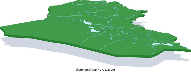 Vector isometric 3d map of middle east Iraq country