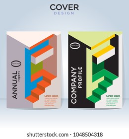 Vector isometric abstract background. Business cover design.