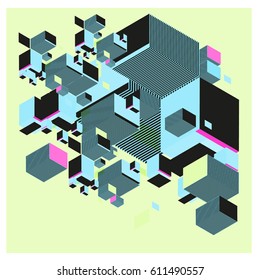 Vector Isometric Abstract Background Design Poster: vector de stock ...