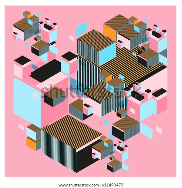 Vector Isometric Abstract Background Design Poster Stock Vector ...