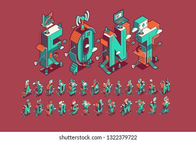 Vector isometric abstract font and alphabet, 3d letters for design concept, the word "font"