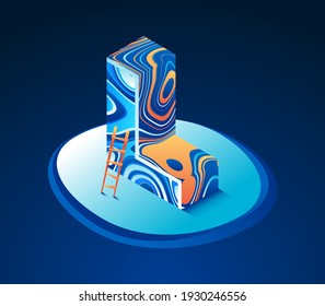 Vector isometric abstract font and alphabet, 3d letters for design concept.