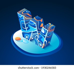 Vector isometric abstract font and alphabet, 3d letters for design concept.