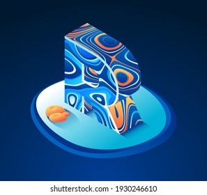 Vector isometric abstract font and alphabet, 3d letters for design concept.
