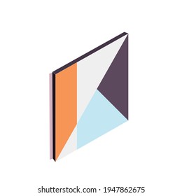 Pintura abstracta vectorial isométrica para la decoración interior o de galería en un sencillo estilo plano aislado en fondo blanco