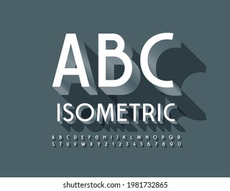 Vector Isometric ALphabet. Fuente Elegante 3D. Conjunto de letras y números modernos