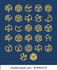 Vector Isometric Alphabet. Cubic Font.