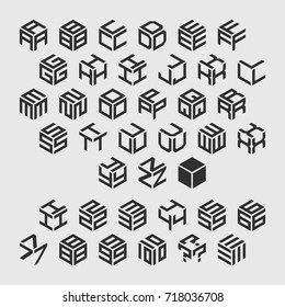 Vector Isometric Alphabet With Numbers. 