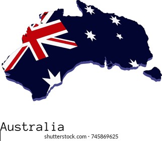 Vector isometric Australia map, painted in colors of a australian flag