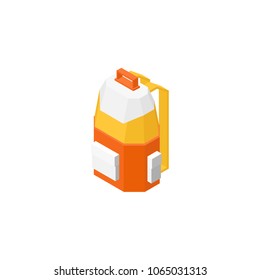 Vector isometric backpack icon. Colored travel bag made in low poly style on white background