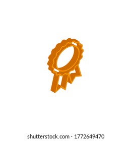 Vector isometric  badge with ribbons icon on a white background