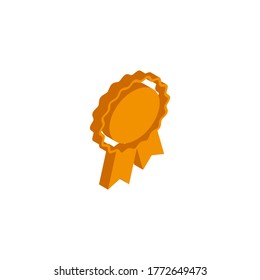 Vector isometric  badge with ribbons icon on a white background