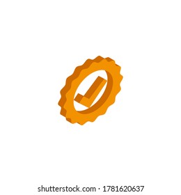 Vector isometric badge with ribbons  icon on a white background