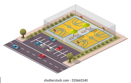 Vector Isometric Basketball Field