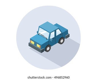 Vector isometric blue car, modern 3D flat illustration, city transport icon, auto logotype, car service,   