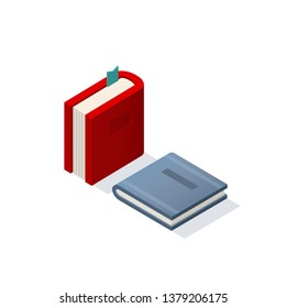 Vector isometric book and diary notebook 