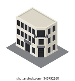 Vector isometric building icon.  3d city map elements