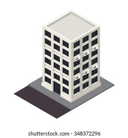 Vector isometric building icon.  3d city map elements