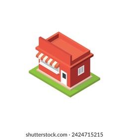 vector isometric building store illustration