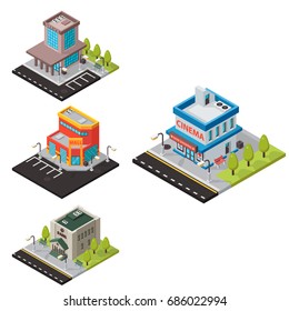 Vector isometric buildings isolated